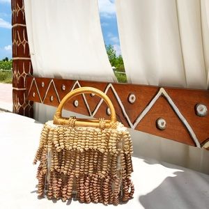 Gaia Bamboo Purple Ombré Hand Beaded Wood Purse